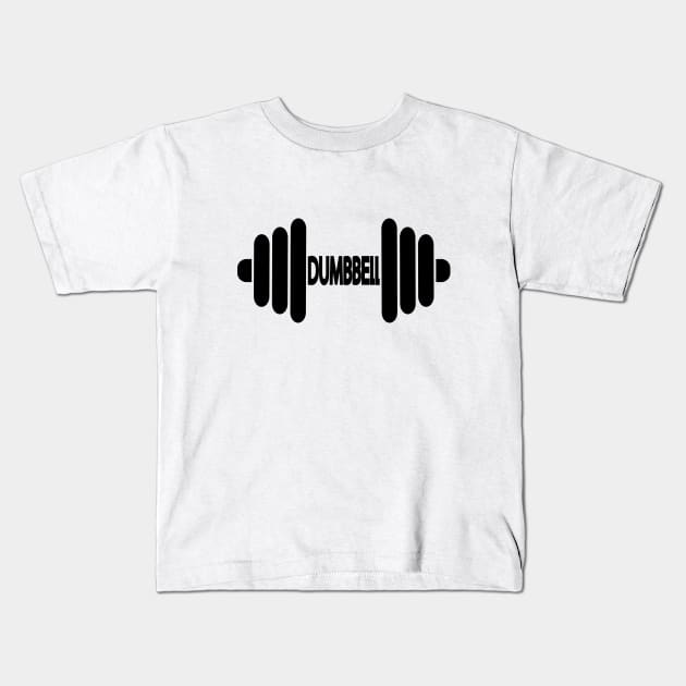 Dumbbell Typographic Logo Design Kids T-Shirt by DinaShalash